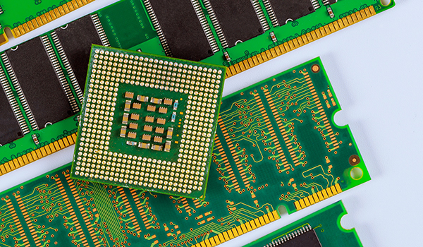 Processor CPU and RAM memory modules